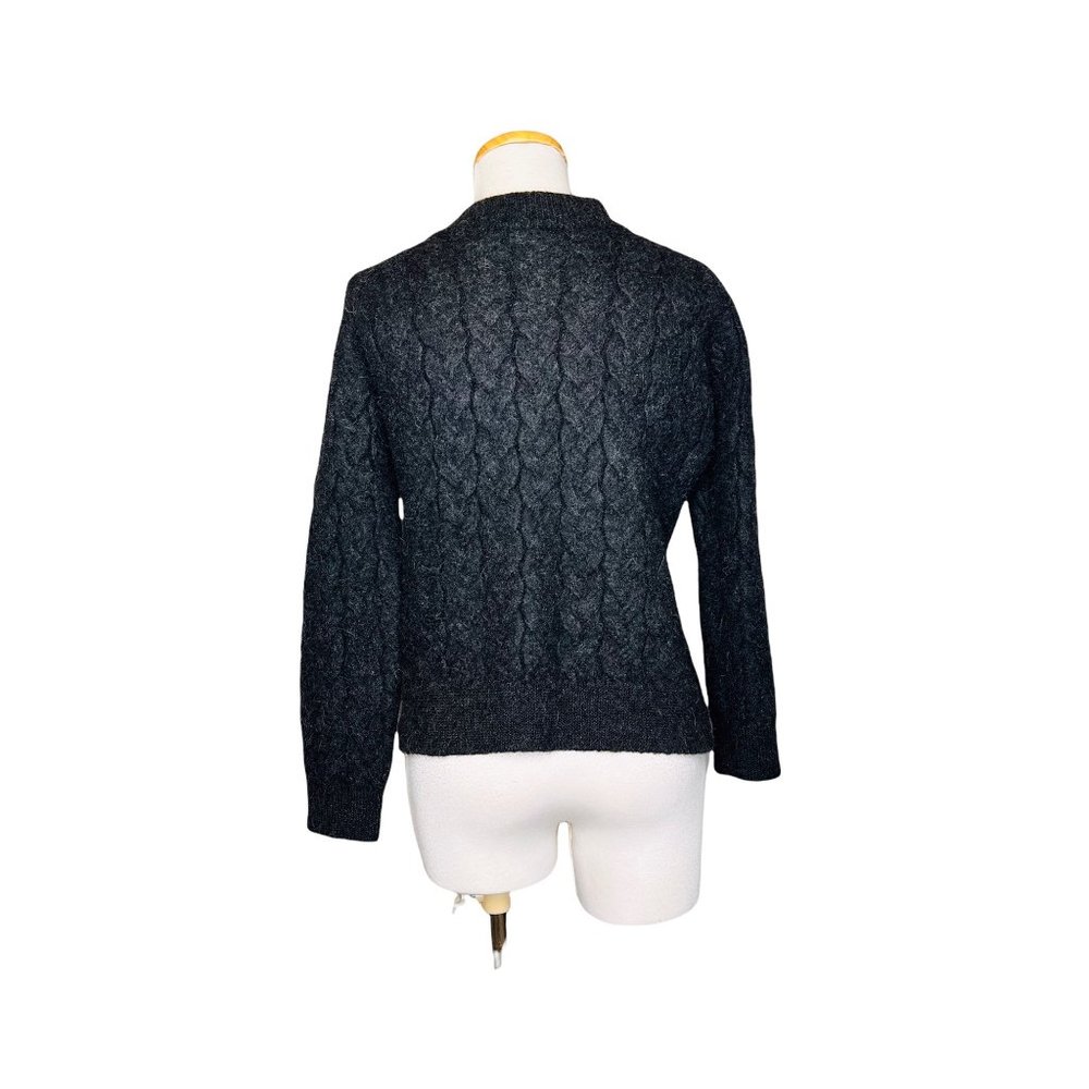 Blake Baby Alpaca Womens Zip Up Cardigan Made in Peru Gray Chunky Knit Sz Med - Picture 9 of 15